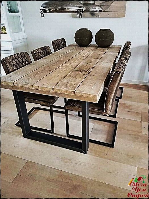 Деревянный стол массив дуба металлические опоры