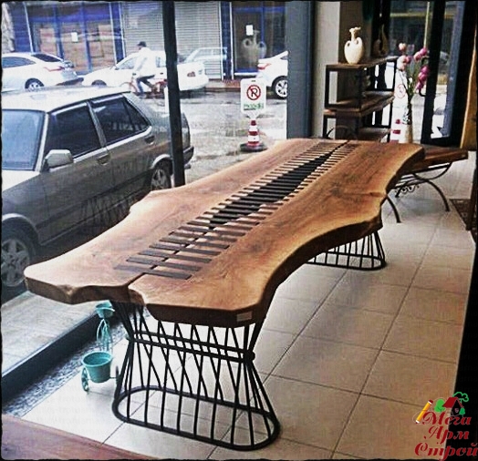 кованый стол со слэбом стол из слэба с ковкой